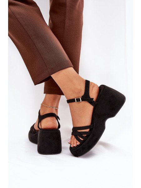 Platform And Wedge Sandals Made Of Eco Suede Black Nendal