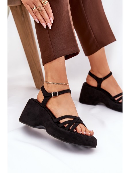 Platform And Wedge Sandals Made Of Eco Suede Black Nendal