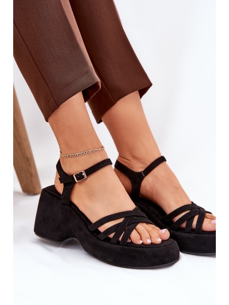 Platform And Wedge Sandals Made Of Eco Suede Black Nendal