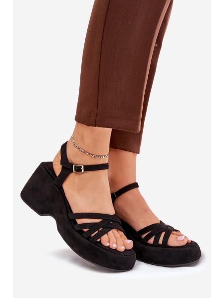 Platform And Wedge Sandals Made Of Eco Suede Black Nendal