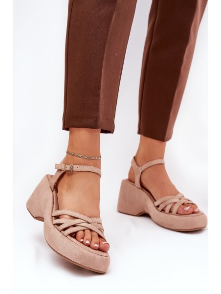 Platform And Wedge Sandals Made Of Eco Suede Beige Nendal
