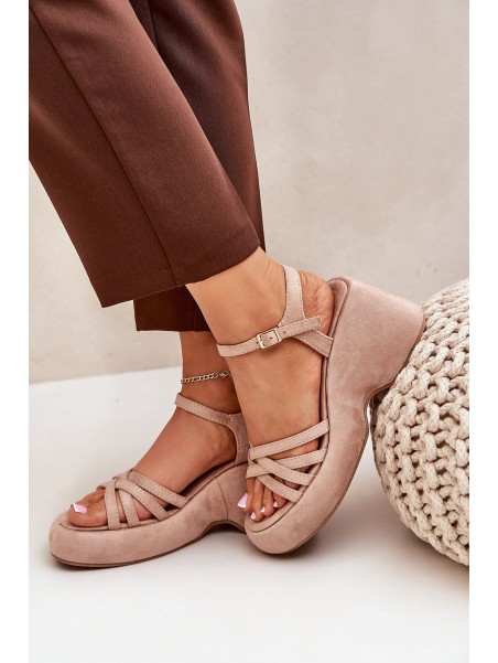 Platform And Wedge Sandals Made Of Eco Suede Beige Nendal