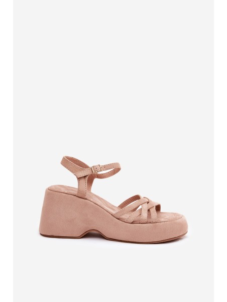 Platform And Wedge Sandals Made Of Eco Suede Beige Nendal