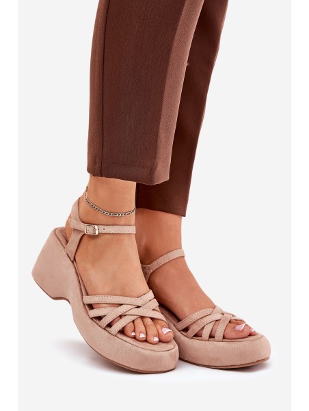 Platform And Wedge Sandals Made Of Eco Suede Beige Nendal