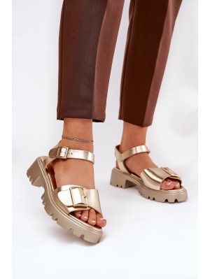 Eco Leather Women's Sandals With Buckle Golden Gofielle 2