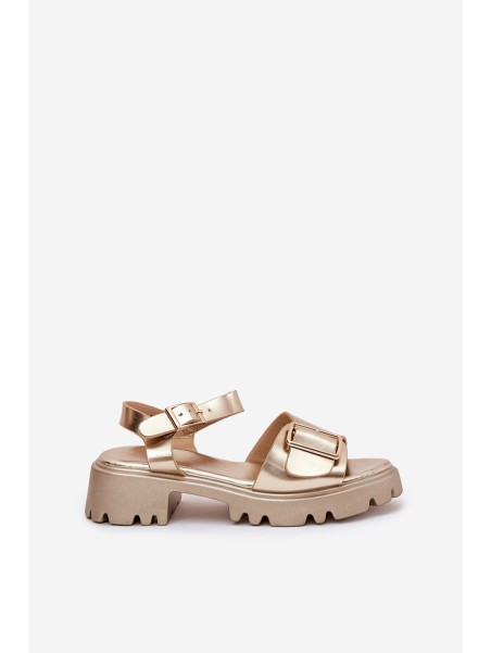 Eco Leather Women's Sandals With Buckle Golden Gofielle