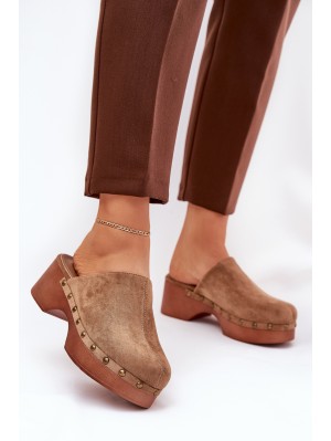 Moteriškos šlepetės su smeigėmis Eco Suede Camel Ellason 2