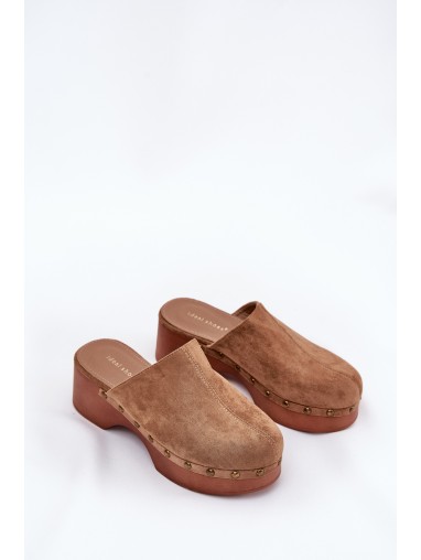 Moteriškos šlepetės su smeigėmis Eco Suede Camel Ellason