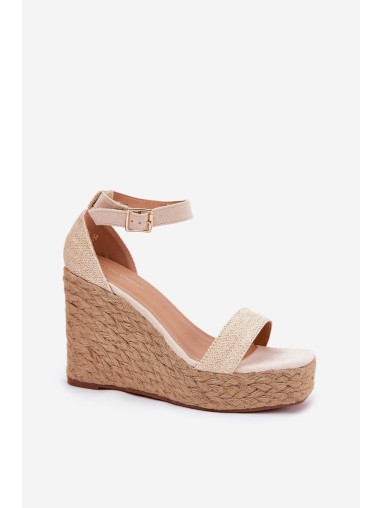 Wedge Sandals For Women With Braiding Beige Adelio