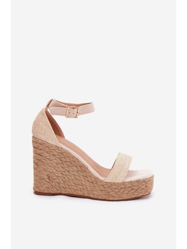 Wedge Sandals For Women With Braiding Beige Adelio