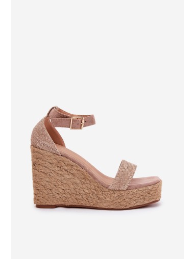 Wedge Sandals For Women With Braiding Khaki Adelio