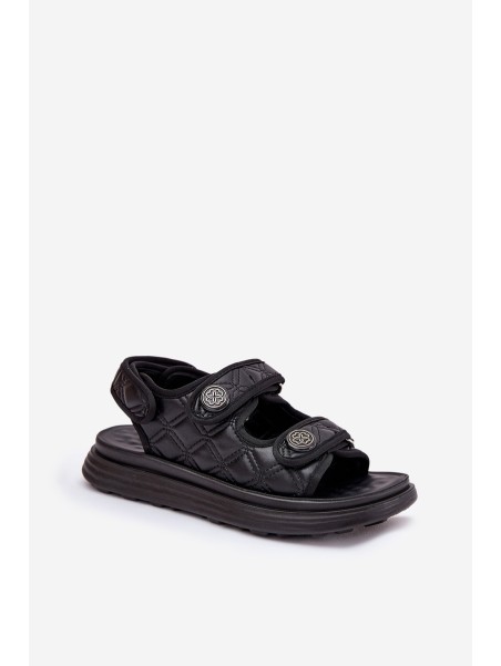 Women Sandals With Decorative Details On Velcro Black Zoliner