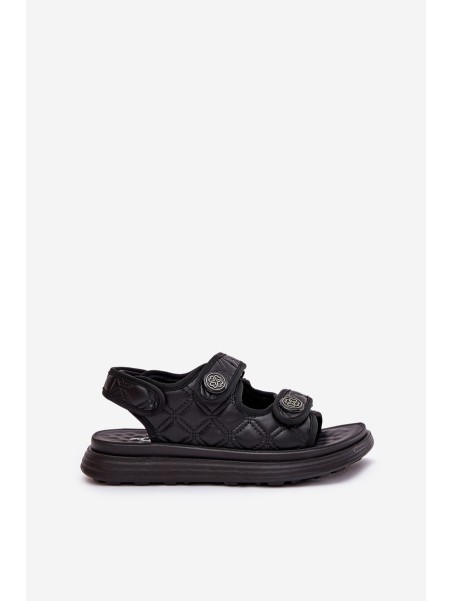 Women Sandals With Decorative Details On Velcro Black Zoliner