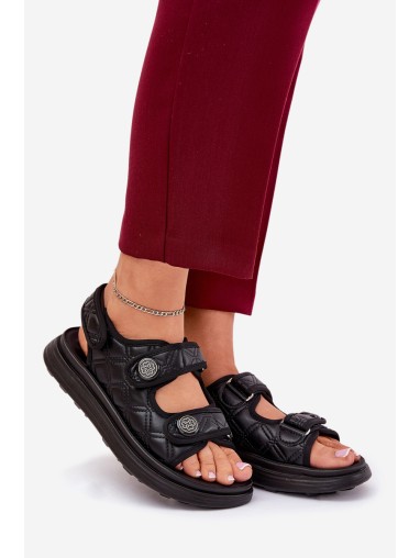 Women Sandals With Decorative Details On Velcro Black Zoliner