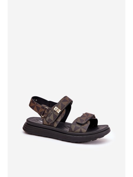 Fabric Women's Platform Sandals Black-Brown Leriot