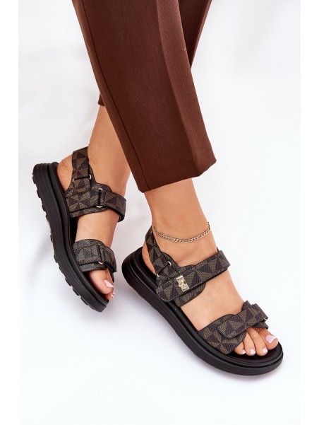 Fabric Women's Platform Sandals Black-Brown Leriot