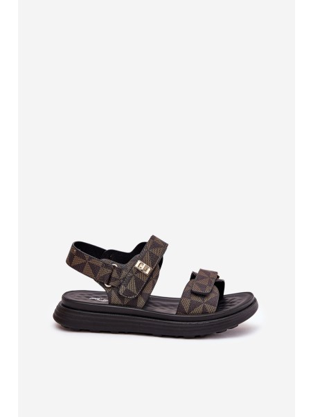 Fabric Women's Platform Sandals Black-Brown Leriot