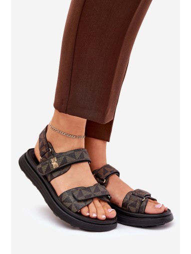 Fabric Women's Platform Sandals Black-Brown Leriot