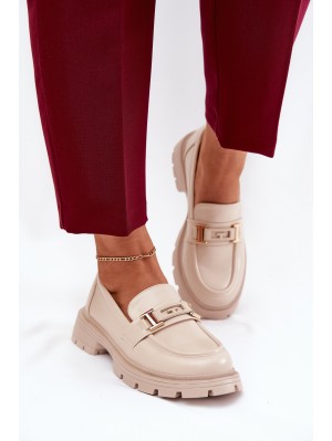 Women's Moccasins Made Of Eco Leather Beige Lomnela