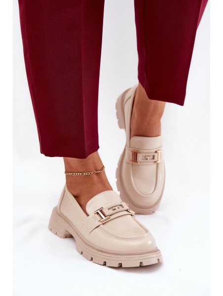 Women's Moccasins Made Of Eco Leather Beige Lomnela