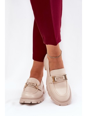 Women's Moccasins Made Of Eco Leather Beige Lomnela 2
