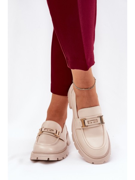 Women's Moccasins Made Of Eco Leather Beige Lomnela