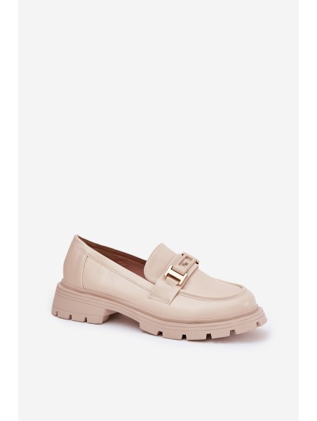 Women's Moccasins Made Of Eco Leather Beige Lomnela