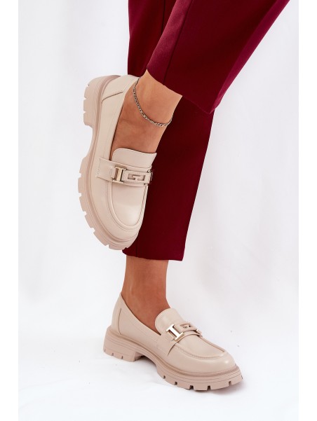 Women's Moccasins Made Of Eco Leather Beige Lomnela