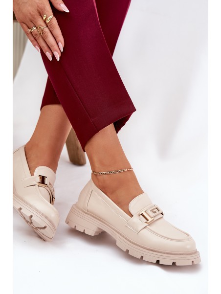 Women's Moccasins Made Of Eco Leather Beige Lomnela