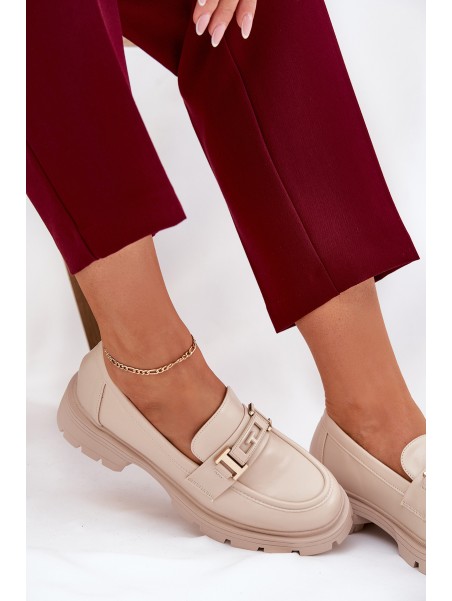 Women's Moccasins Made Of Eco Leather Beige Lomnela