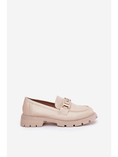 Women's Moccasins Made Of Eco Leather Beige Lomnela