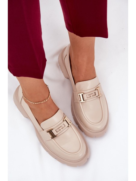 Women's Moccasins Made Of Eco Leather Beige Lomnela