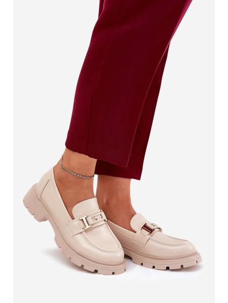 Women's Moccasins Made Of Eco Leather Beige Lomnela