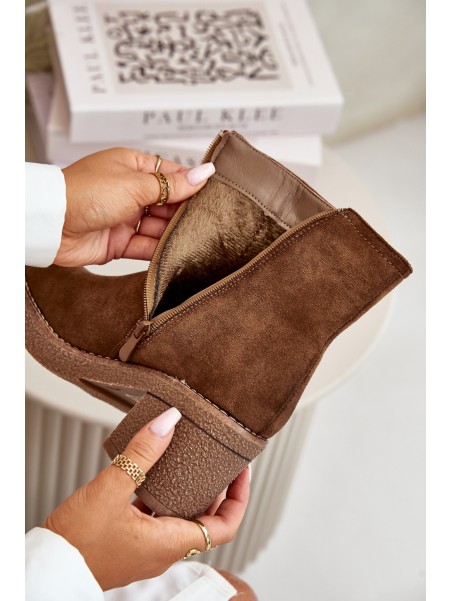 Women's Heeled Boots Insulated Eco Suede Khaki Arkesia