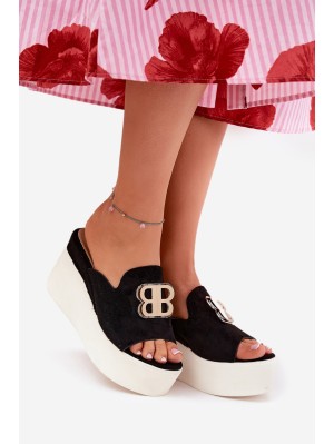 Platform And Wedge Sandals With Decoration Black Tanonea 2