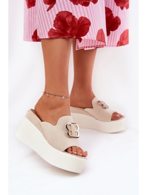 Platform And Wedge Sandals With Decoration Beige Tanonea 2