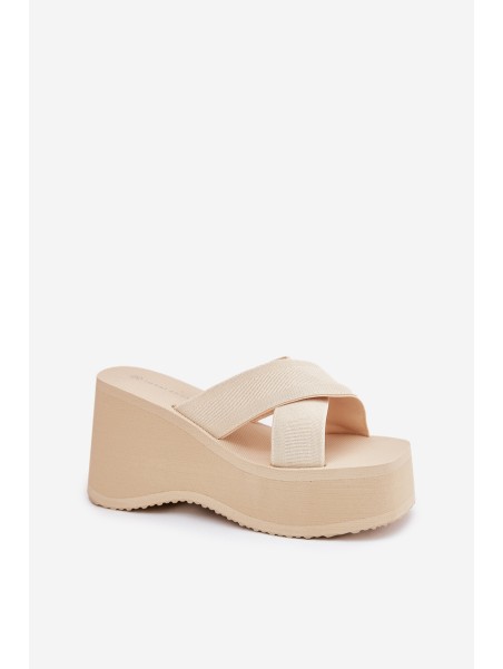 Wedge And Platform Women's Sandals Beige Sevolee