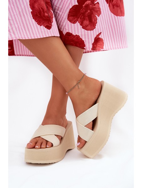 Wedge And Platform Women's Sandals Beige Sevolee