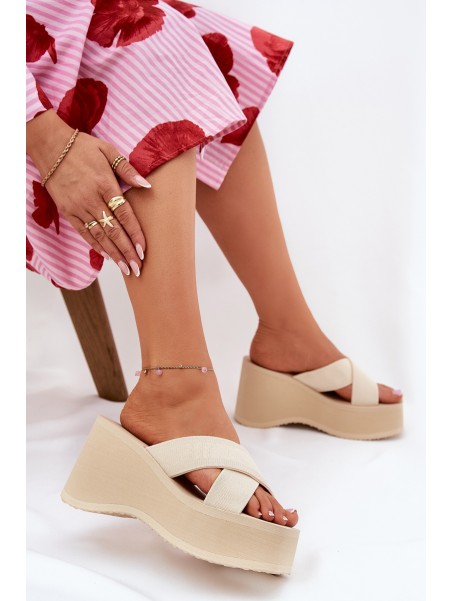 Wedge And Platform Women's Sandals Beige Sevolee