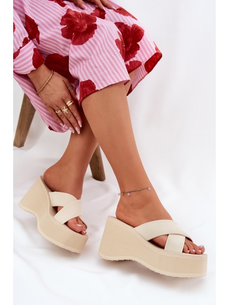Wedge And Platform Women's Sandals Beige Sevolee