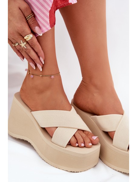 Wedge And Platform Women's Sandals Beige Sevolee