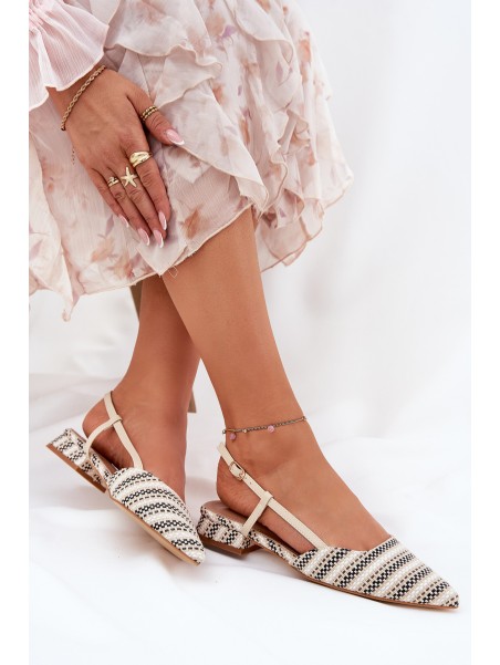 Women's Ballerinas With Pointed Toes On A Delicate Heel Beige Abroes