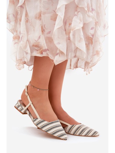 Women's Ballerinas With Pointed Toes On A Delicate Heel Beige Abroes