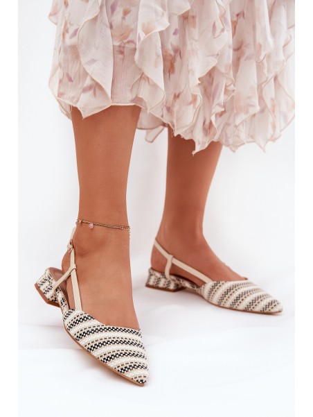 Women's Ballerinas With Pointed Toes On A Delicate Heel Beige Abroes