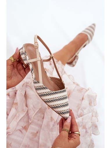 Women's Ballerinas With Pointed Toes On A Delicate Heel Beige Abroes
