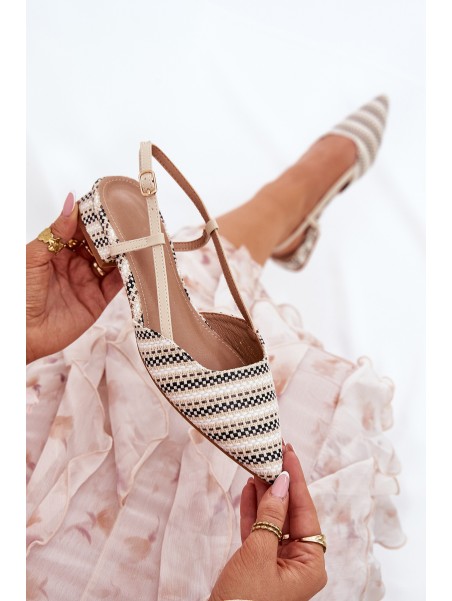 Women's Ballerinas With Pointed Toes On A Delicate Heel Beige Abroes