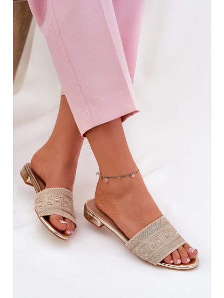 Ladies Flat Sandals Golden Fexxy