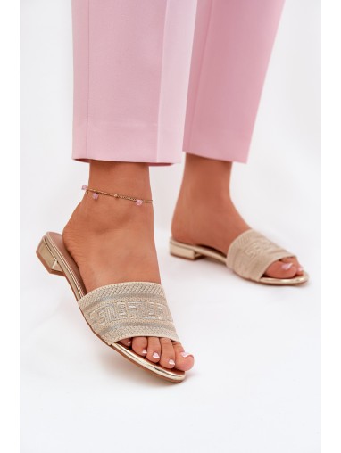 Ladies Flat Sandals Golden Fexxy
