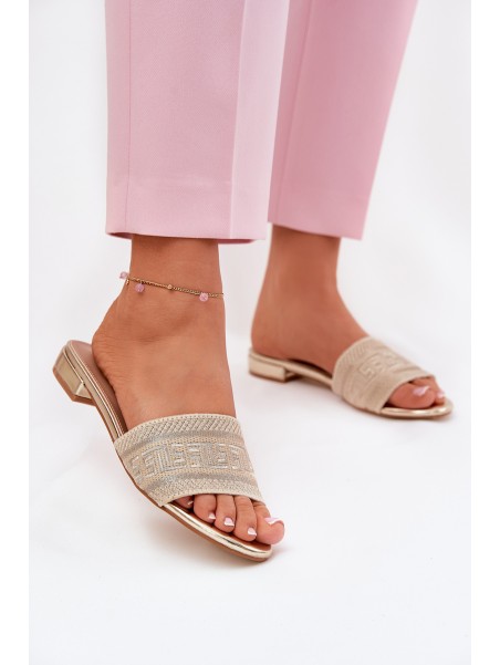 Ladies Flat Sandals Golden Fexxy