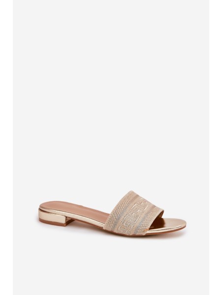 Ladies Flat Sandals Golden Fexxy